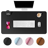 Desk Pad,Large Mouse Pad, Non-Slip PU Leathers Writing Pad,Desktop Protection Pad,Computer Desk Pad, Waterproof Table Mat, Desk Mat for Office and Home Writing (Black;31.5