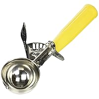Winco No.20 Ice Cream Disher with Plastic Handle, Size 20, 2 oz capacity, Yellow, Stainess Steel