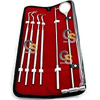 G.S (6 Count +) 17 INCH Stainless Steel Professional Dental Mirror & SCALERS Set for Horse, Cow + Free Packing