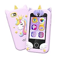 Kids Toy Smartphone, Gifts and Toys for Girls Boys Ages 3-8 Years Old, Fake Play Unicorn Toy Phone with Music Player Dual Camera Puzzle Games Touchscreen, Birthday, Kids Trip Activity