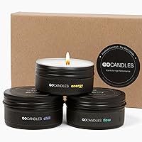 Go Candles - Scented Candle Set, Natural Non Toxic with Essential Oils, Candles for Men, Small Black Candles for Home, Aromatherapy Soy Candles