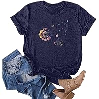 Valentines Dress for Women,Summer Dresses for Women 2024 Short Sleeve Flower Printing Round Neck T Shirts Fashion Casual Basic Baggy Top Women Tops