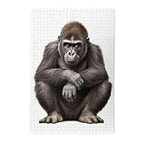 Gorilla Wooden Jigsaw Puzzle 1000 Piece Surprise for Family Home Decor Art Puzzle,Unique Birthday Present Suitable for Teenagers and Adults for Kid,29.5 X 19.6 Inch