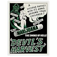 Political Drug Abuse Propaganda | Devil's Harvest Marijuana Art Print | Vintage Poster Wall Decor | 12 x 16 inches (30 x 40 cm)