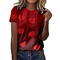 Sexy Long Sleeve Tops for Women Party Club Night Women Casual Round Neck Short Sleeve T Shirt Funny Valentines