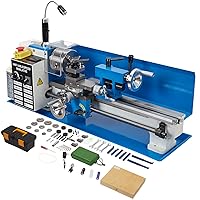 Mini Metal Lathe Machine, 7'' x 14'', 550W Precision Benchtop Power Metal Lathe, 0-2500 RPM Continuously Variable Speed, with Movable Lamp, 3-jaw Metal Chuck Tool Box for Processing Precision Parts