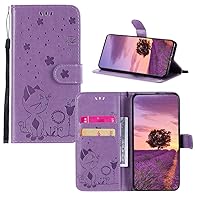 IVY Cat & Honeybee Wallet Case for iPhone 7 for iPhone 8 for iPhone SE 2020 - Purple