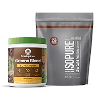 Isopure Build Your Smoothie Chocolate Bundle Dutch Chocolate Low Carb Protein Powder (14 Servings) and Amazing Grass Greens Chocolate Blend Superfood (30 Servings)