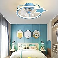 Led Ceiling Fan with Light and Remote Control Reversible Kids Ceiling Lights Silent Bedroom Dimmable Fan Ceiling Light with Timer Ultra-Thin Living Room Quiet Ceiling Fan Light/Blue