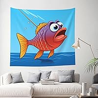 VTCTOASY Talking Fish Print Tapestry Wall Hanging Fashion Wall Tapestry Cute Wall Decor for Bedroom Living Room 60 x 51 in