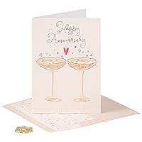 Happy Anniversary Card, Two Champagne Glasses (NA-0024),multicolored