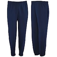 Ideal Uniform Cotton Navy School Youth Sweatpants- Unisex Fleece Lined Long Active Casual Joggers for Boys & Girls, 2 Pack