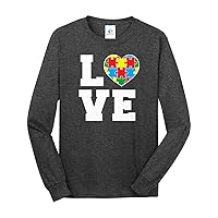 Threadrock Men's Autism Awareness Love Puzzle Heart Long Sleeve T-Shirt