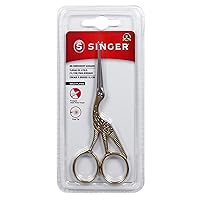 SINGER 4.5” Forged Embroidery Gold Plated, Stork Design Scissors