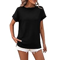 Summer Shirts for Women 2024 Trendy, Tops Outer Seam Twisted Stripe Short Sleeve Loose T-Shirt, S XXL