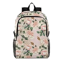 ALAZA Retro Watercolor Pattern with Flowers and Butterflies Packable Backpack Travel Hiking Daypack