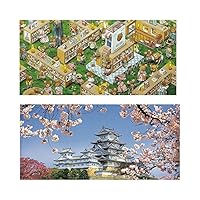 Two Plastic Jigsaw Puzzles Bundle - 1000 Piece - Smart - The Bookstore and 1000 Piece - Himeji-jo Castle in Spring Cherry Blossoms [H1023+H1436]