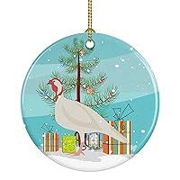 Caroline's Treasures Beltsville Small White Turkey Hen Christmas Ceramic Ornament, Teal Christmas Tree Hanging Decorations for Home Christmas Holiday, Party, Gift, 3 in, Multicolor