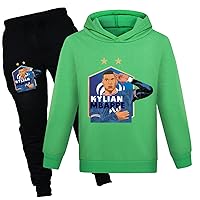 Unisex Casual Comfy Hooded Tracksuits Kylian Mbappe Clothing Sets Soccer Stars Sweatshirts+Sweatpants Suits for Boys