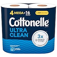 Cottonelle Ultra Clean Toilet Paper, 4 Mega Rolls (4 Mega Rolls = 16 Regular Rolls), 284 Sheets Per Roll (Packaging May Vary)
