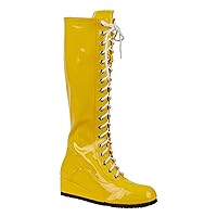 Fun Costumes A Leading Role Wrestling Shoes | Yellow Wrestling Shoes Faux Patent Leather Uppers, Zipper, Lacing, Wrestling Shoes for Men