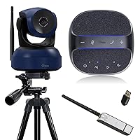 Wireless Webcam, 1080P HD Video Calling and Streaming Camera Compatible with Bluetooth Speakerphone with Bluetooth USB adapter 4 Mics for Meets,Teams, Voice Enhanced 360°Pickup Conference Speaker