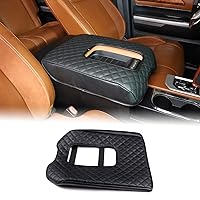Car Armrest Seat Box Cover Protector Compatible Toyot@a Tundra 2007-2020 Center Console Lid Protector Cover Armrest Box Cover Customized Waterproof Plaid Leather Black Interior Accessories