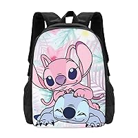 Stitch And Angel Backpack Anime Stitch Character Backpack Casual Large-capacity Laptop Backpack Backpack Stitch Fan Gift Daypack