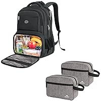 MATEIN Lunch Backpack, Insulated College Backpack Hold Lunchbox Containers with USB Port for Men, Toiletry Bag for Men (2 Packs), Waterproof Dopp Kit Bathroom Shaving Bag for Toiletries