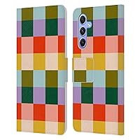 Head Case Designs Officially Licensed Gabriela Thomeu Checkered Rainbow Vibe Retro Leather Book Wallet Case Cover Compatible with Samsung Galaxy A34 5G