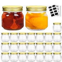 Encheng 8 oz Glass Jars With Lids,Ball Regular Mouth Mason Jars For Storage,Canning Jars For Caviar,Herb,Jelly,Jams,Honey,Dishware Safe,Set Of 24