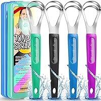 Cbiumpro Tongue Scraper for Kids, Teens (Age 7-18), 4 Pack Durable Stainless Steel Tongue Scraper, Metal Tongue Scraper for Adults - with Travel Case