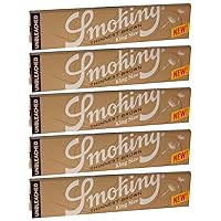 Smoking Brand Thinnest Brown Unbleached King Size (110mm) Cigarette Rolling Paper - Pack of 5