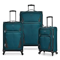 U.S. Traveler Aviron Bay Expandable Softside Spinner Wheels, Teal, 3 Piece Luggage