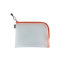 HERMA 20012 Zip Toiletry Bag A5, Transparent (26 x 20 cm) Small Zippered Travel Pouch for Cosmetics, Liquids, Make-up, Toothbrush, Clear Cosmetic Bag with Zipper in Orange