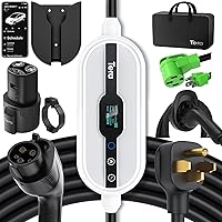 Electric Vehicle Charger Level-1: Level 2 for Tesla J1772 32A 8A 110V 240V ETL Energy Star Portable & Wall Connector Dual Use NEMA 14-50 & 5-15 Wi-Fi Enabled 25FT Cable with Holder P01