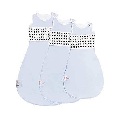 Nanit Breathing Wear Sleeping Bag – 100% Cotton Baby Sleep Sack - Works with Nanit Pro Baby Monitor to Track Breathing Motion Sensor-Free, Real-Time Alerts, Size Small, 3-6 Months, Powder Blue