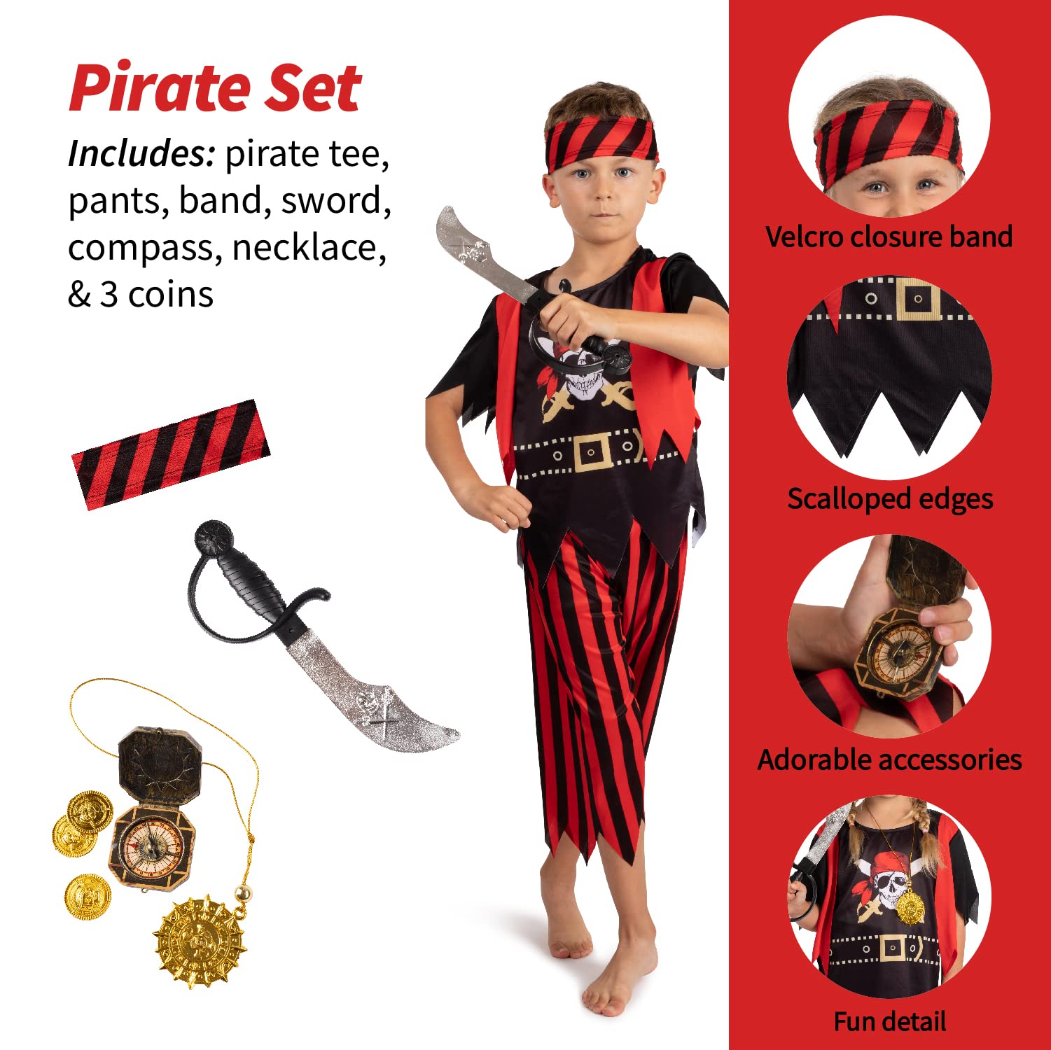 Born Toys 3-in-1 Kids' Dress Up & Pretend Play Set-Kids Pirate Costume, Kids Ninja Costume & Astronaut and Fireman Costume for Kids Ages 3-7