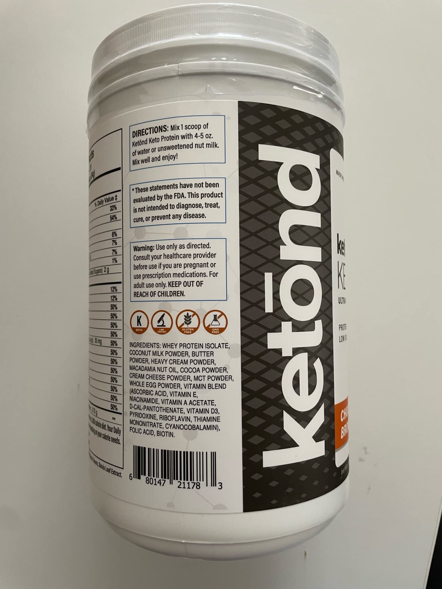 Ketogenic Protein Powder by Ketond - Low Carb, Rich in MCTs from Coconut and Macadamia Nut Powder, Whey Protein Isolate, Whole Eggs, Supports Weight Loss - Chocolate Fudge Brownie 20 servings