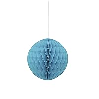 Solid Caribbean Teal Blue Hanging Paper Honeycomb Ball - 8'', 1 Count | Perfect for Parties & Home Decor