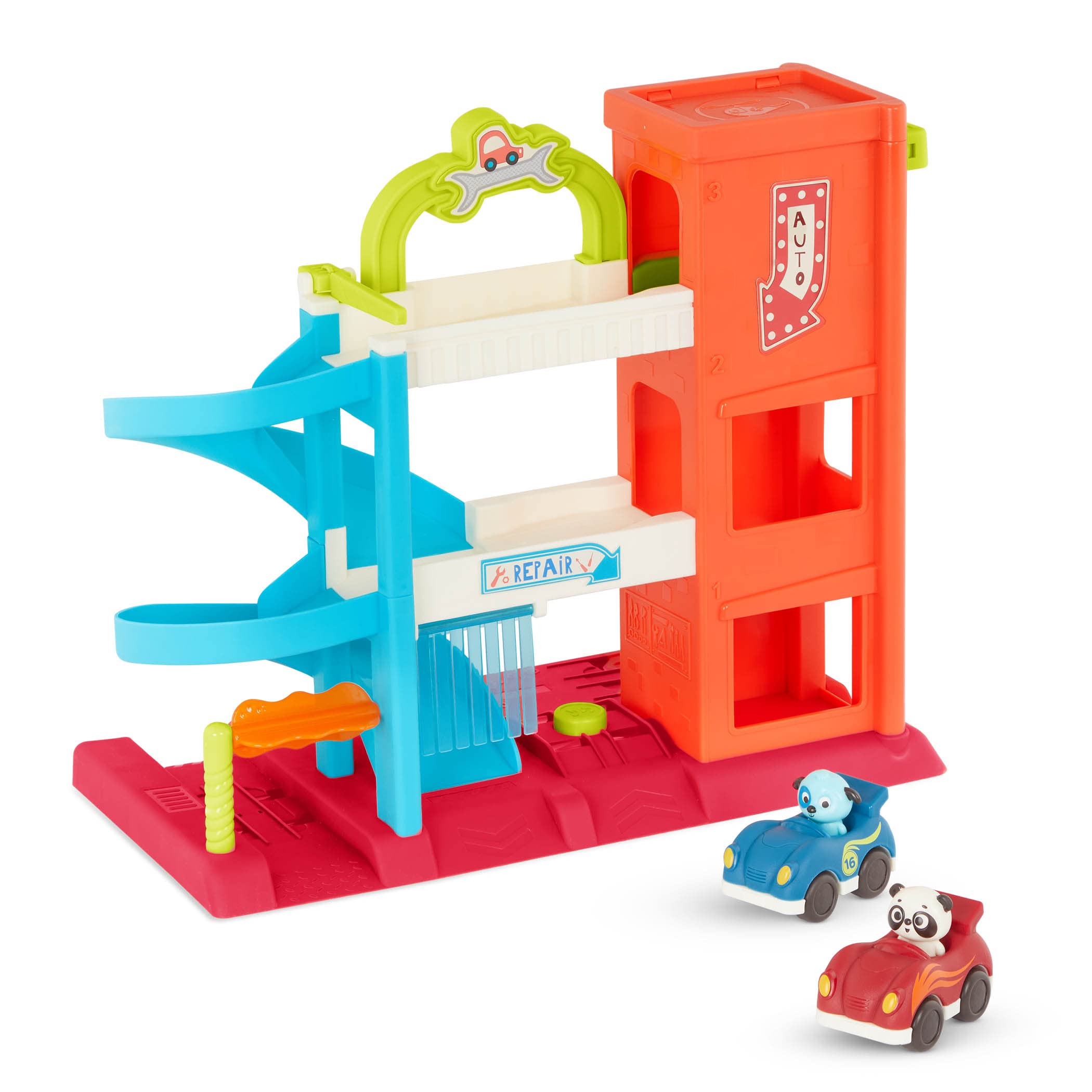 B. toys– Bingo’s Garage- Vehicle Playset Garage- Working Elevator- 3 floor playset- 18 months +