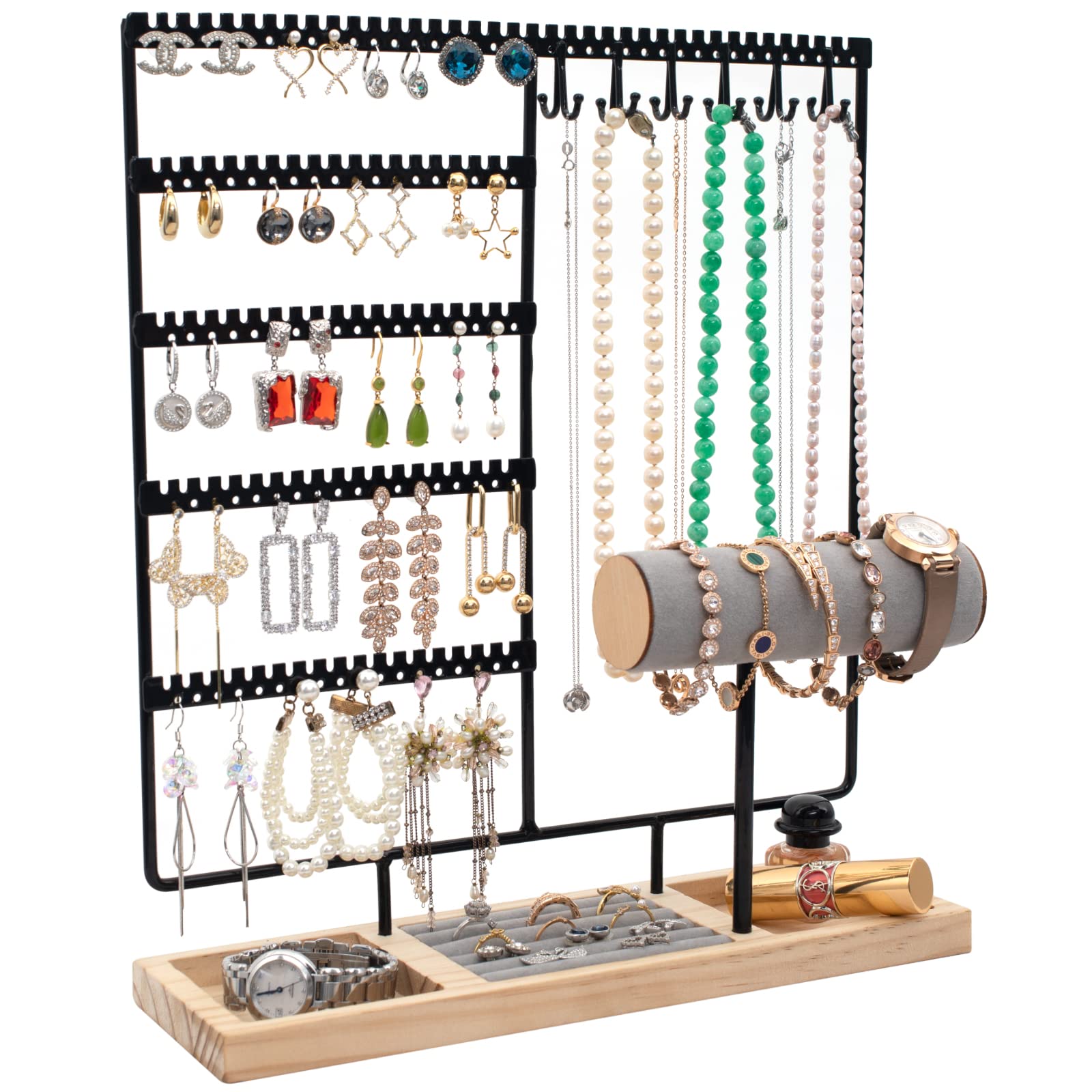 ABOUT SPACE Earring OrganizerMetal Earring Display Stand with 144 Holes   3 LayerEarring Holder  Jewellery Storage Display Stand for EarringStudDangle   Dressing TableL 95 x B 3 x H 105 