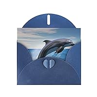 Jumping Up Dolphins Printed Greeting Cards,Blank Folded Cards With Envelopes All Occasion,Blank Note Cards 4x6 Inch