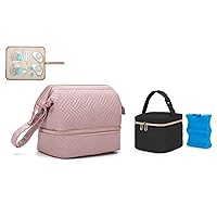 Fasrom Wearable Breast Pump Bag Bundle with Breastmilk Cooler Bag with Ice Pack Fits 4 Baby Bottles up to 5 Ounce
