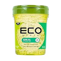 Ecoco Eco Style Gel Olive Oil - 100% Pure Olive Oil - Adds Shine And Tames Split Ends - Weightless Style - Nourishes And Repairs - Adds Moisture To The Scalp - Superior Hold - Healthy Shine - 32 Oz
