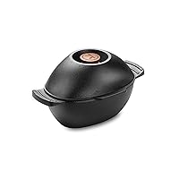 Outset 76495 Cast Iron Seafood and Mussel Pot with Lid for Empty Shells, 2.5 Quart, Black