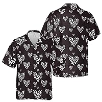 Buble Black and White Heart Hawaiian Shirt S-5XL, Valentine Gift Shirt, Couple Lover Shirt