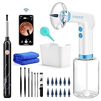 Electric Ear Wax Removal Tool Ear Cleaning Kit Safe and Effective Ear Irrigation Flushing System Reusable Ear Washer for Adults with Ear Cleaner Camera, Blue