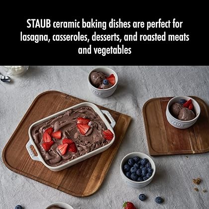 STAUB Ceramics Rectangular Baking Dish Set, 2 pc, Rustic Ivory