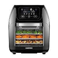 Chefman Multifunctional Digital Air Fryer+ Rotisserie, Dehydrator, Convection Oven, 17 Touch Screen Presets Fry, Roast, Dehydrate & Bake, Auto Shutoff, Accessories Included, XL 10L Family Size, Black